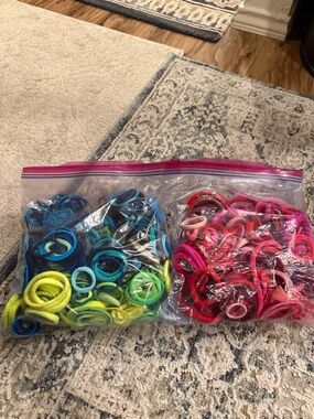 Assorted Kids Elastic Hair Ties - Blue, Green, Yellow, Red & Pink
